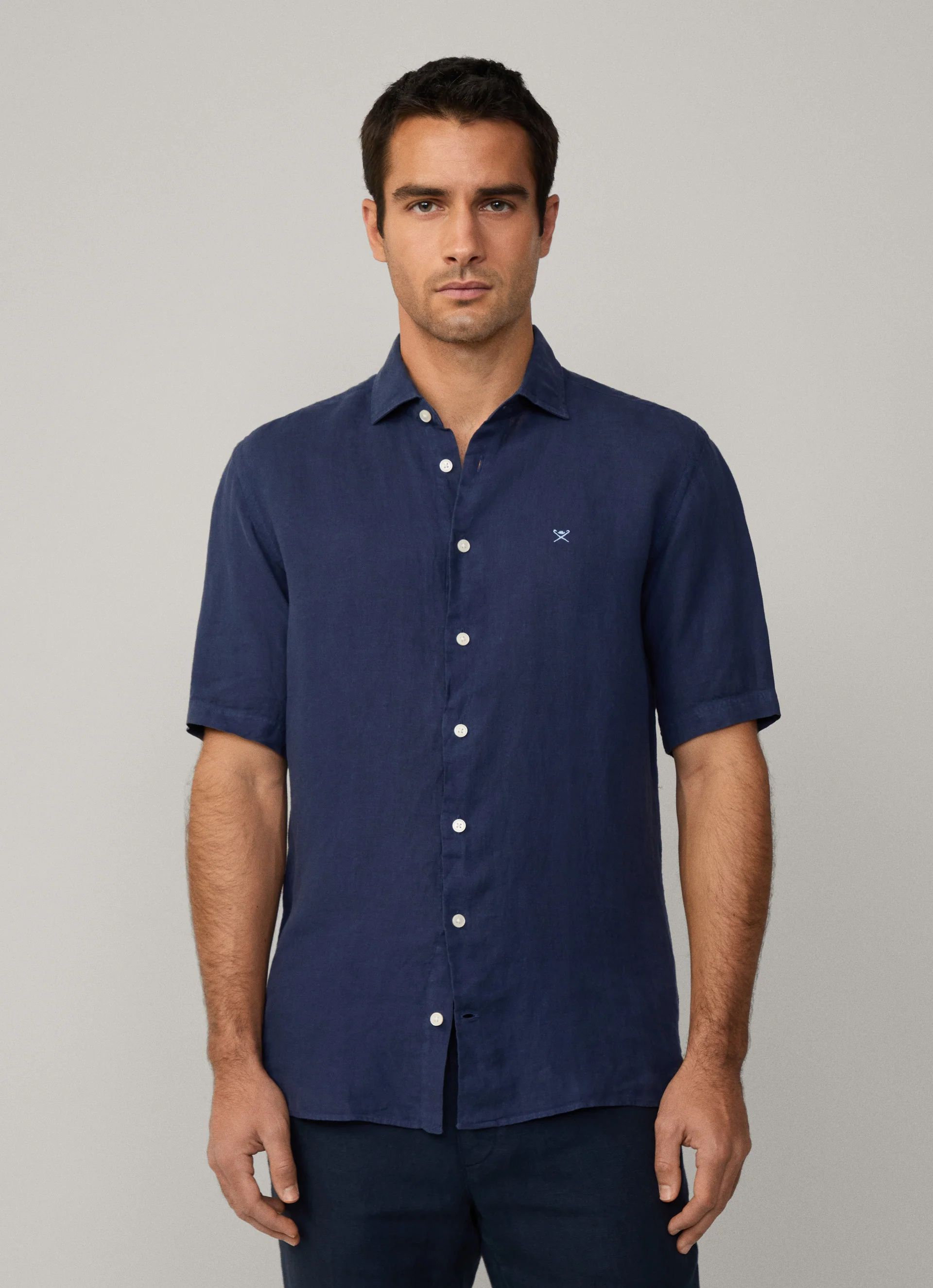 Hemden korte mouw blauw Hackett London
