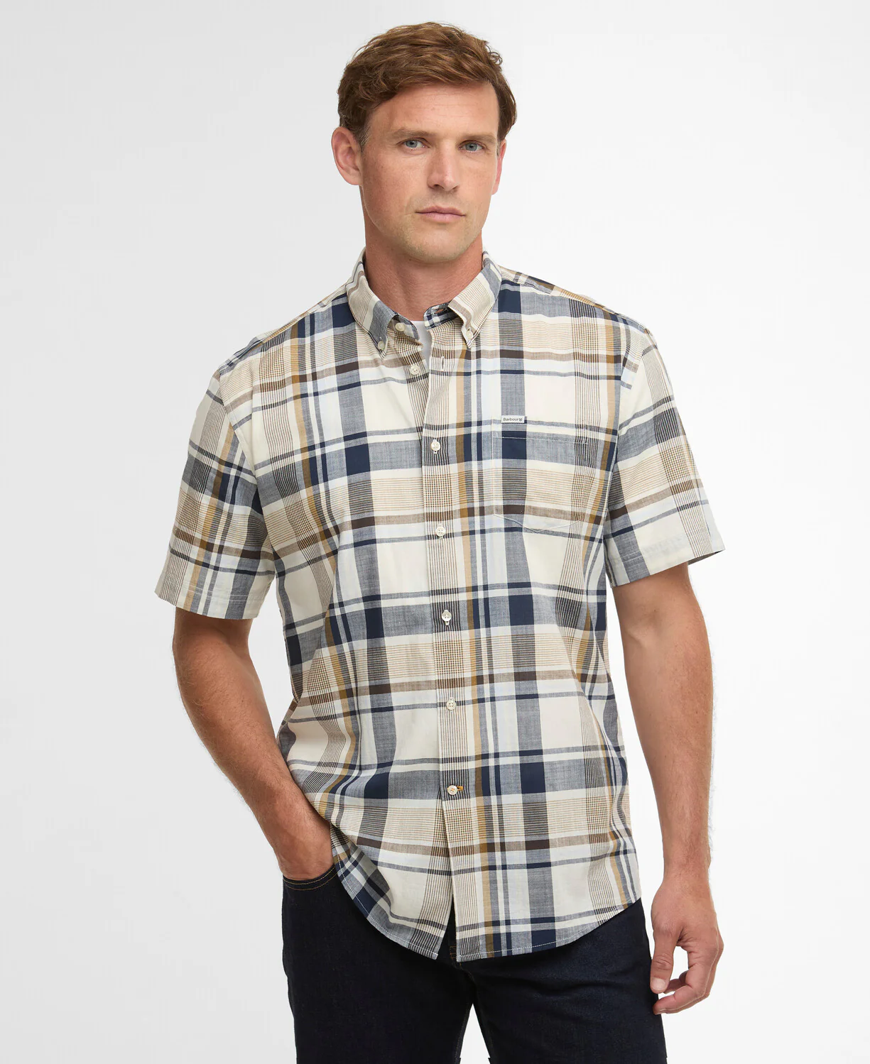 Hemden korte mouw bruin Barbour