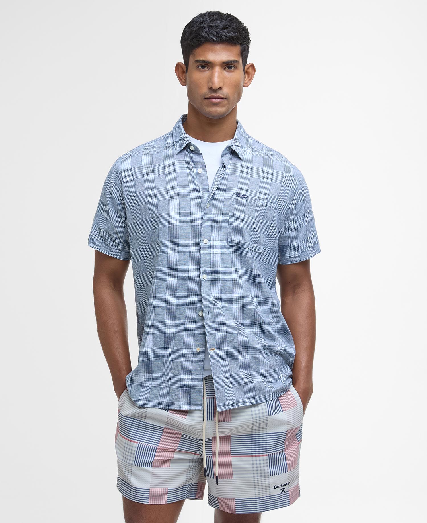 Hemden korte mouw navy Barbour