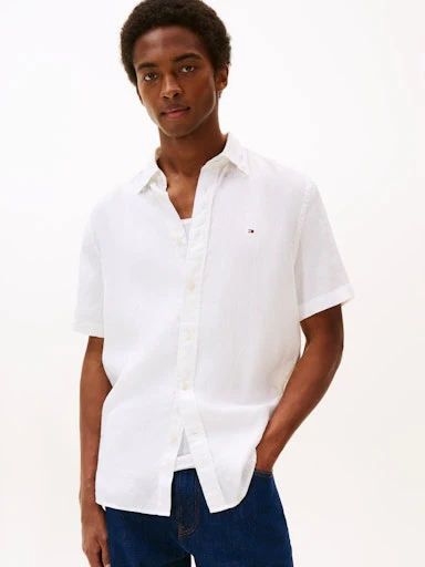 Hemden korte mouw wit Tommy Hilfiger