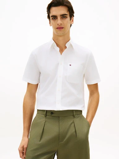 Hemden korte mouw wit Tommy Hilfiger