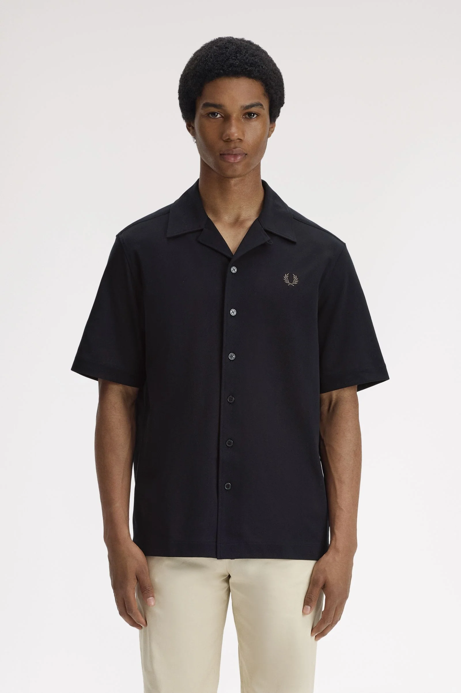 Hemden korte mouw zwart Fred Perry