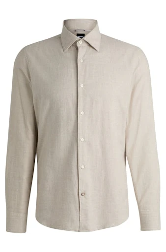 Hemden lange mouw beige Boss Men Black