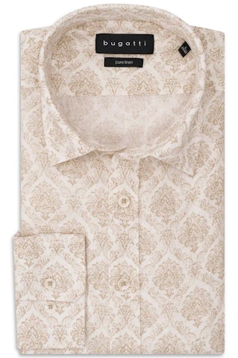 Hemden lange mouw beige Bugatti