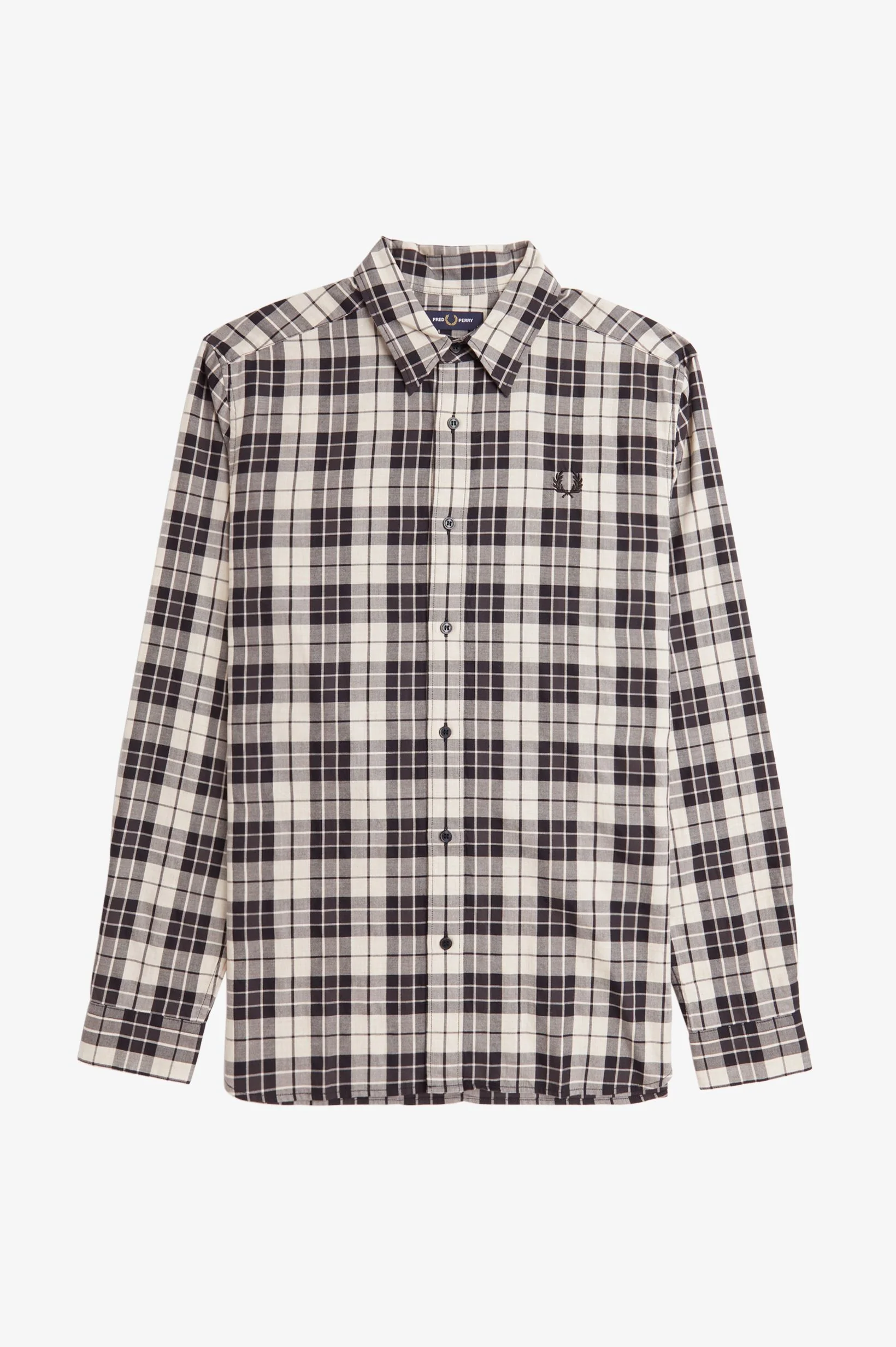 Hemden lange mouw beige Fred Perry