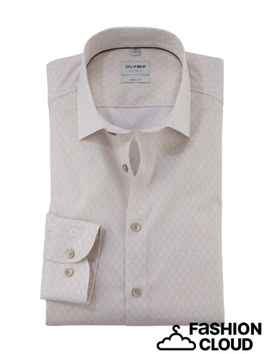 Hemden lange mouw beige OLYMP