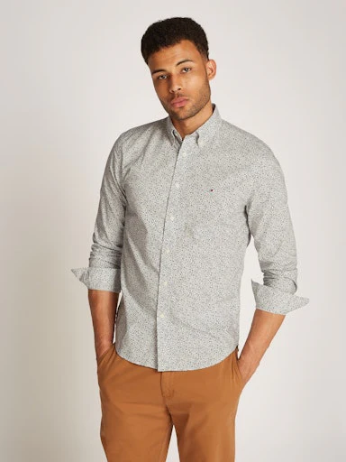 Hemden lange mouw beige Tommy Hilfiger