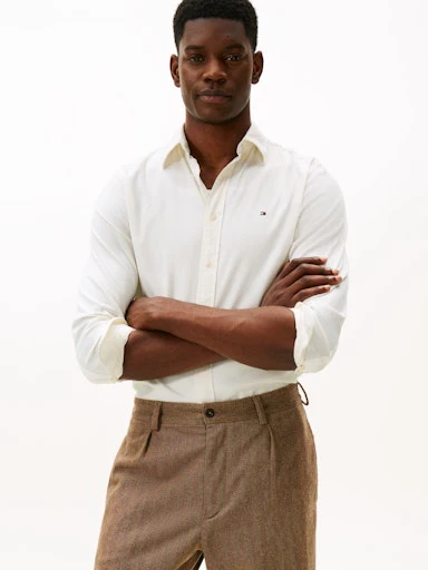 Hemden lange mouw beige Tommy Hilfiger