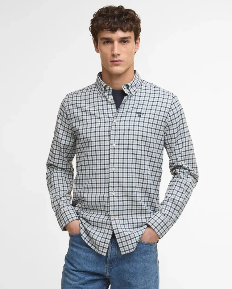 Hemden lange mouw blauw Barbour