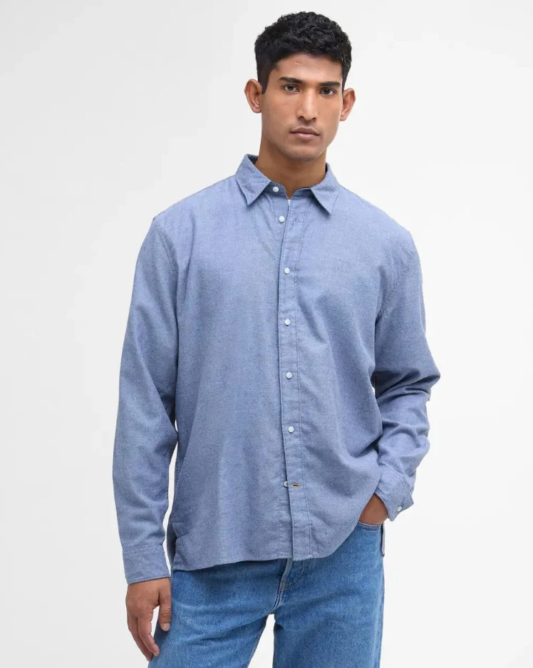 Hemden lange mouw blauw Barbour