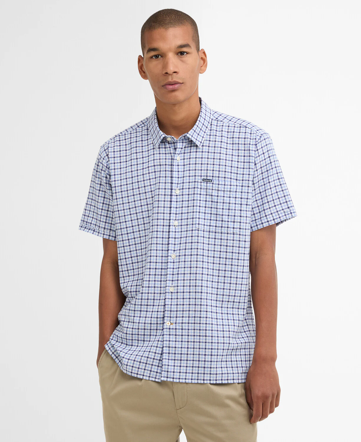 Hemden lange mouw blauw Barbour