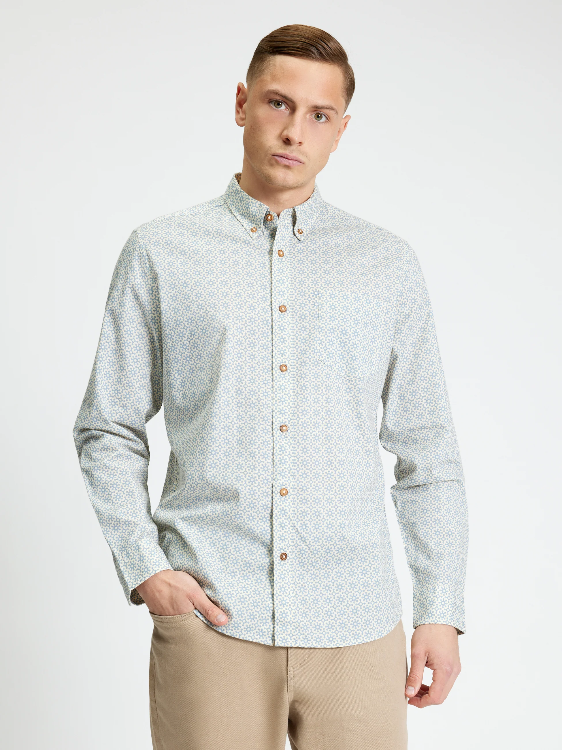 Hemden lange mouw blauw Ben Sherman