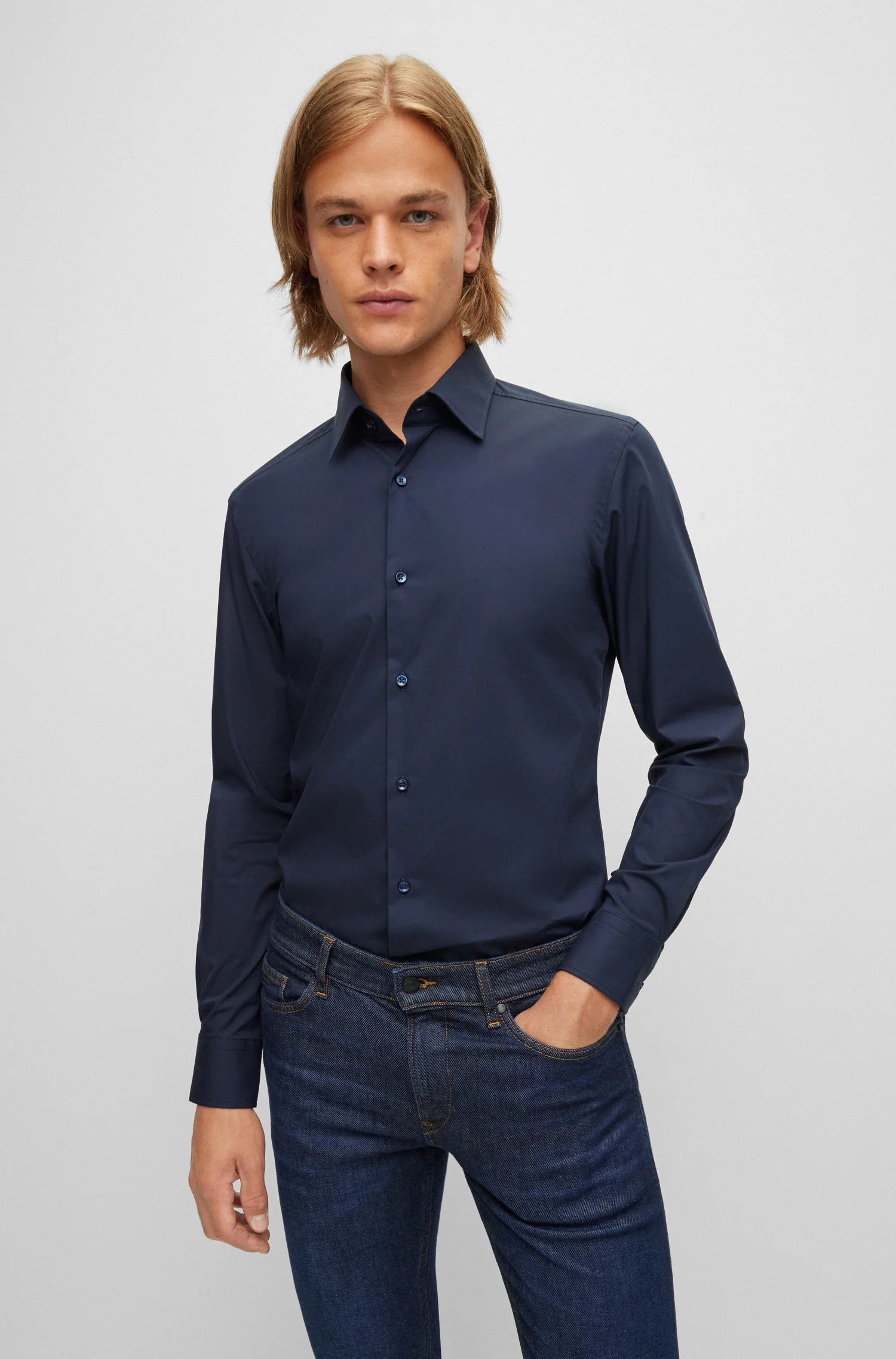 Hemden lange mouw blauw Boss Men Black - Image 3