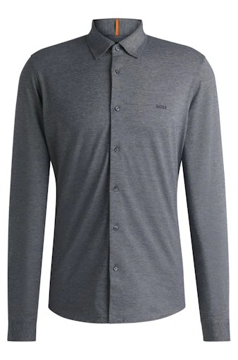 Hemden lange mouw blauw Boss Men Black