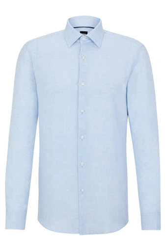 Hemden lange mouw blauw Boss Men Black