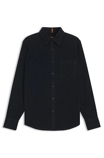 Hemden lange mouw blauw Boss Men Orange