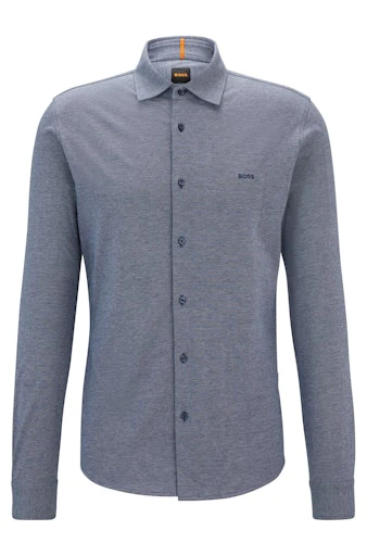 Hemden lange mouw blauw Boss Men Orange