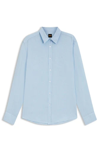 Hemden lange mouw blauw Boss Men Orange