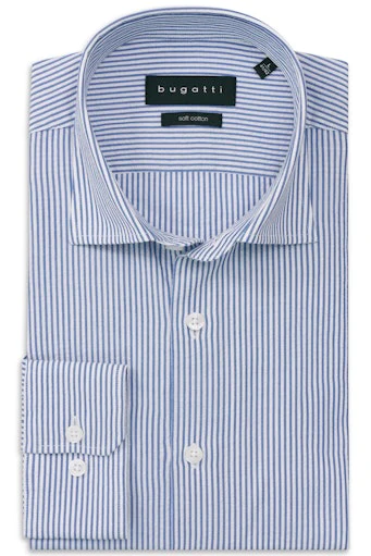 Hemden lange mouw blauw Bugatti