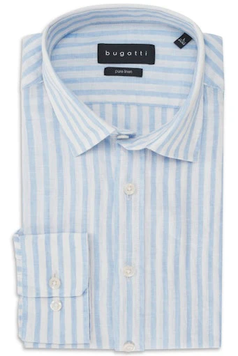 Hemden lange mouw blauw Bugatti