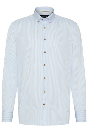Hemden lange mouw blauw Bugatti