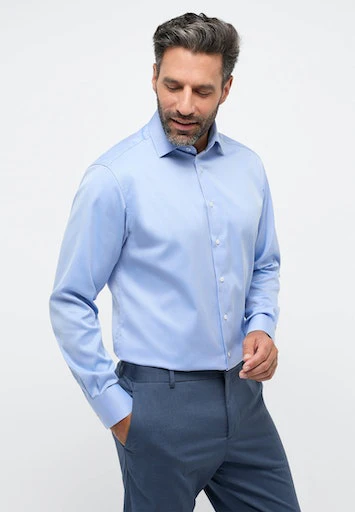 Hemden lange mouw blauw ETERNA