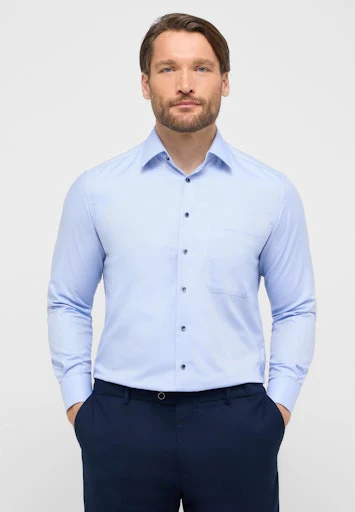 Hemden lange mouw blauw ETERNA