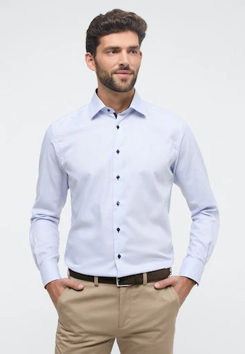 Hemden lange mouw blauw ETERNA