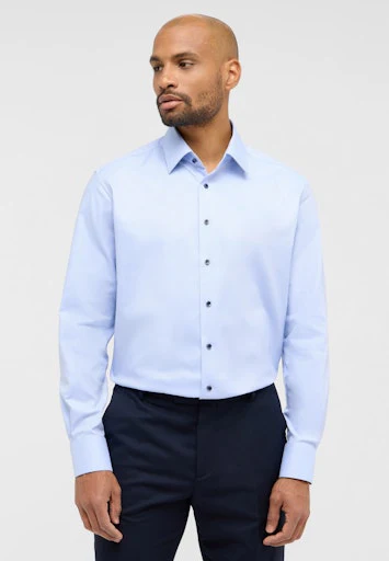 Hemden lange mouw blauw ETERNA