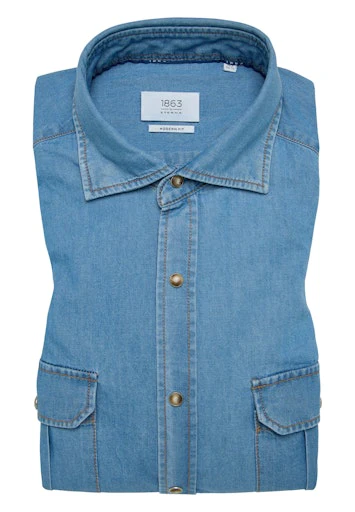 Hemden lange mouw blauw ETERNA
