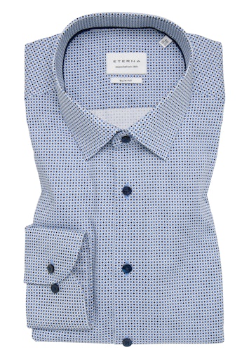 Hemden lange mouw blauw ETERNA