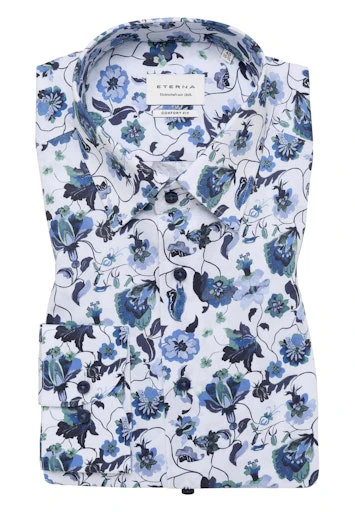 Hemden lange mouw blauw ETERNA