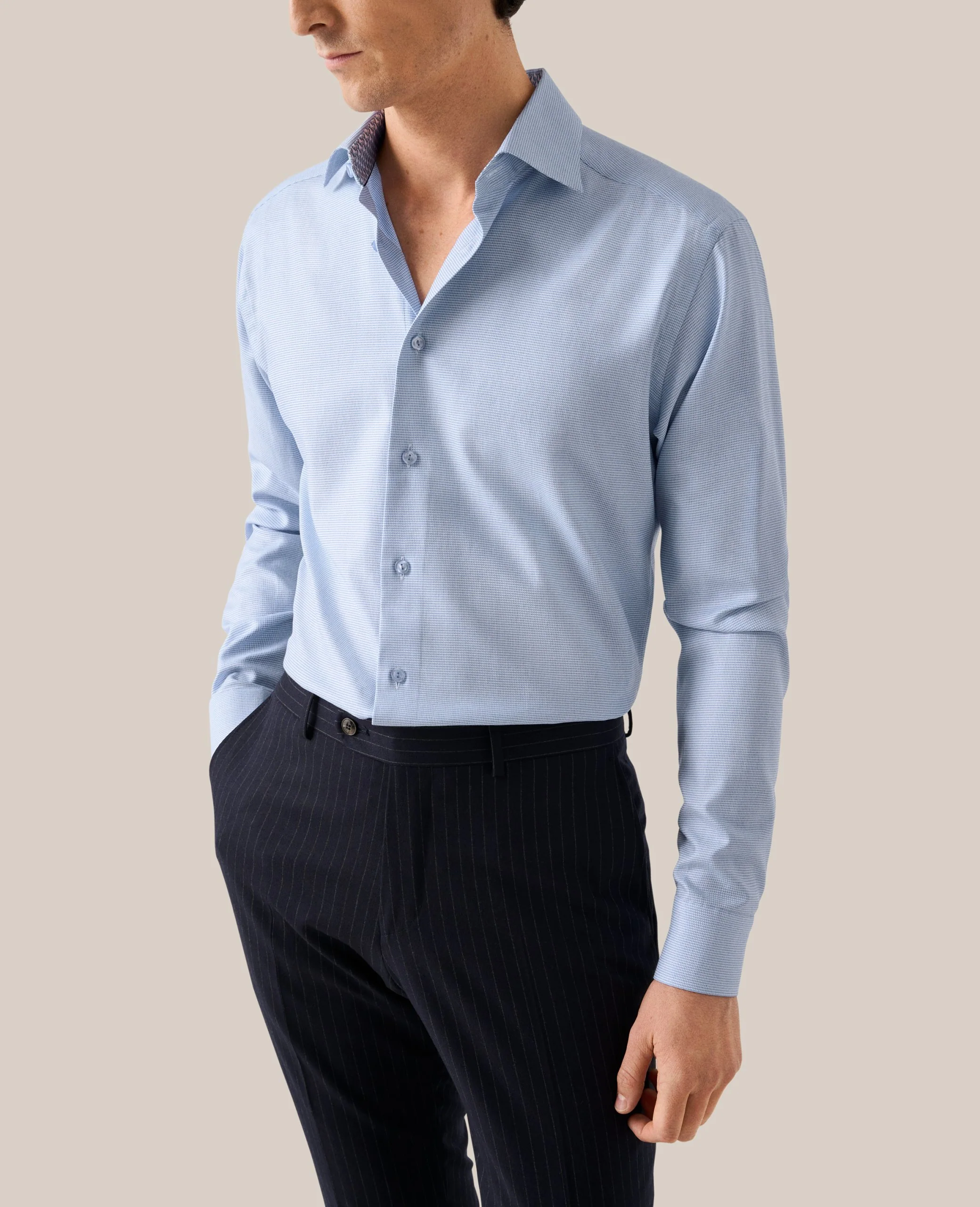 Hemden lange mouw blauw ETON SHIRT