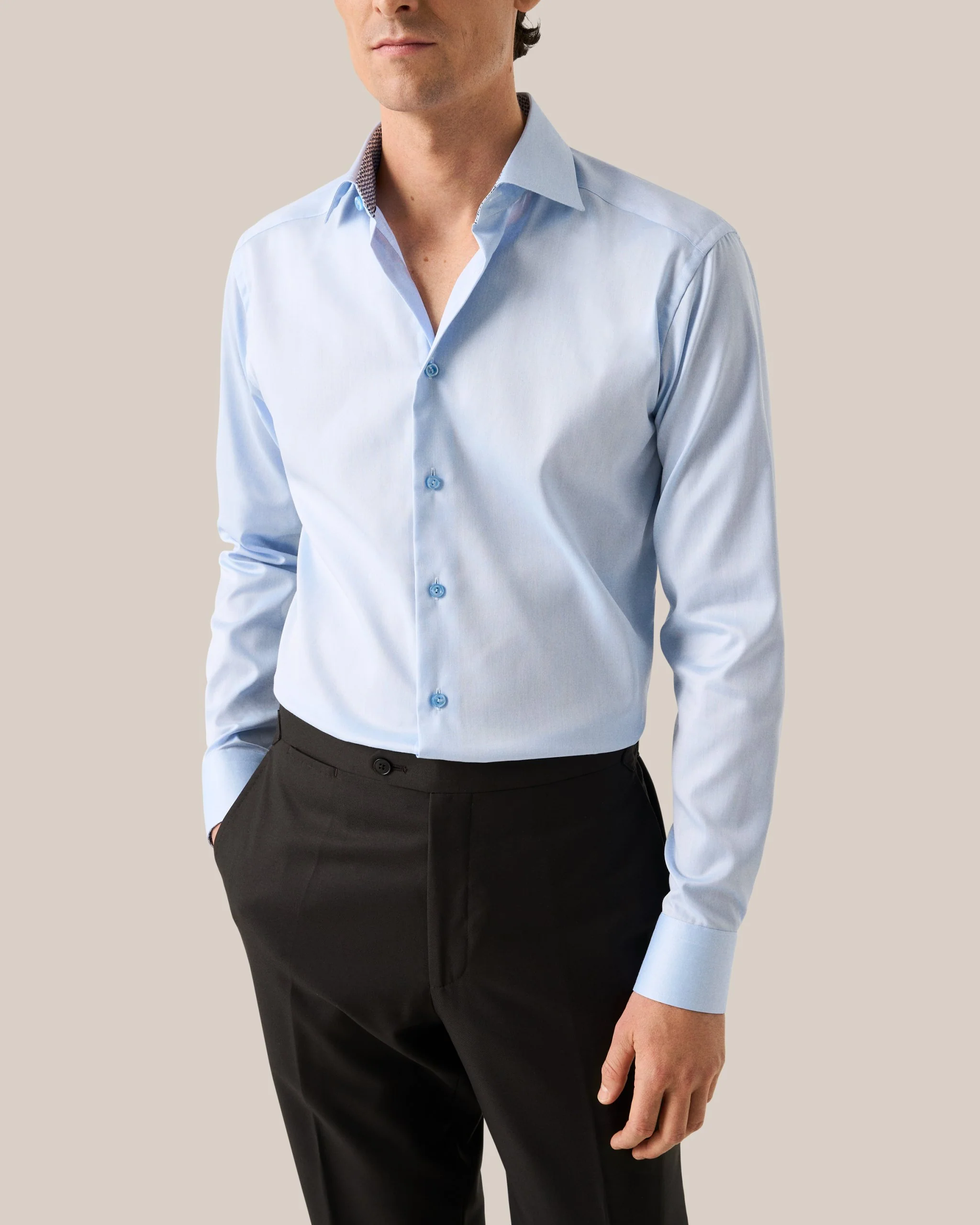 Hemden lange mouw blauw ETON SHIRT