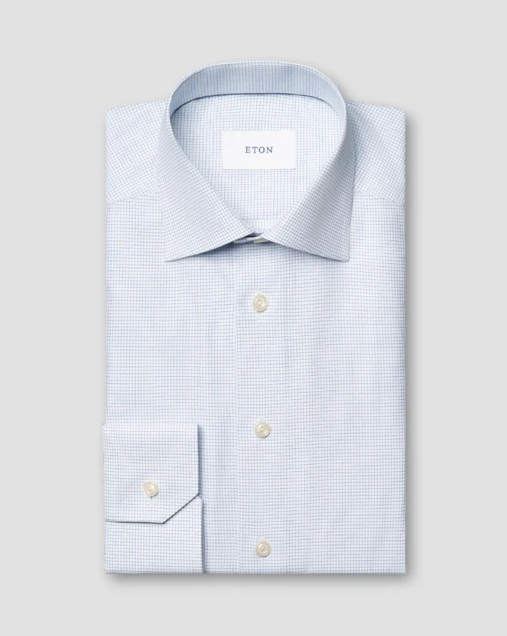 Hemden lange mouw blauw ETON SHIRT