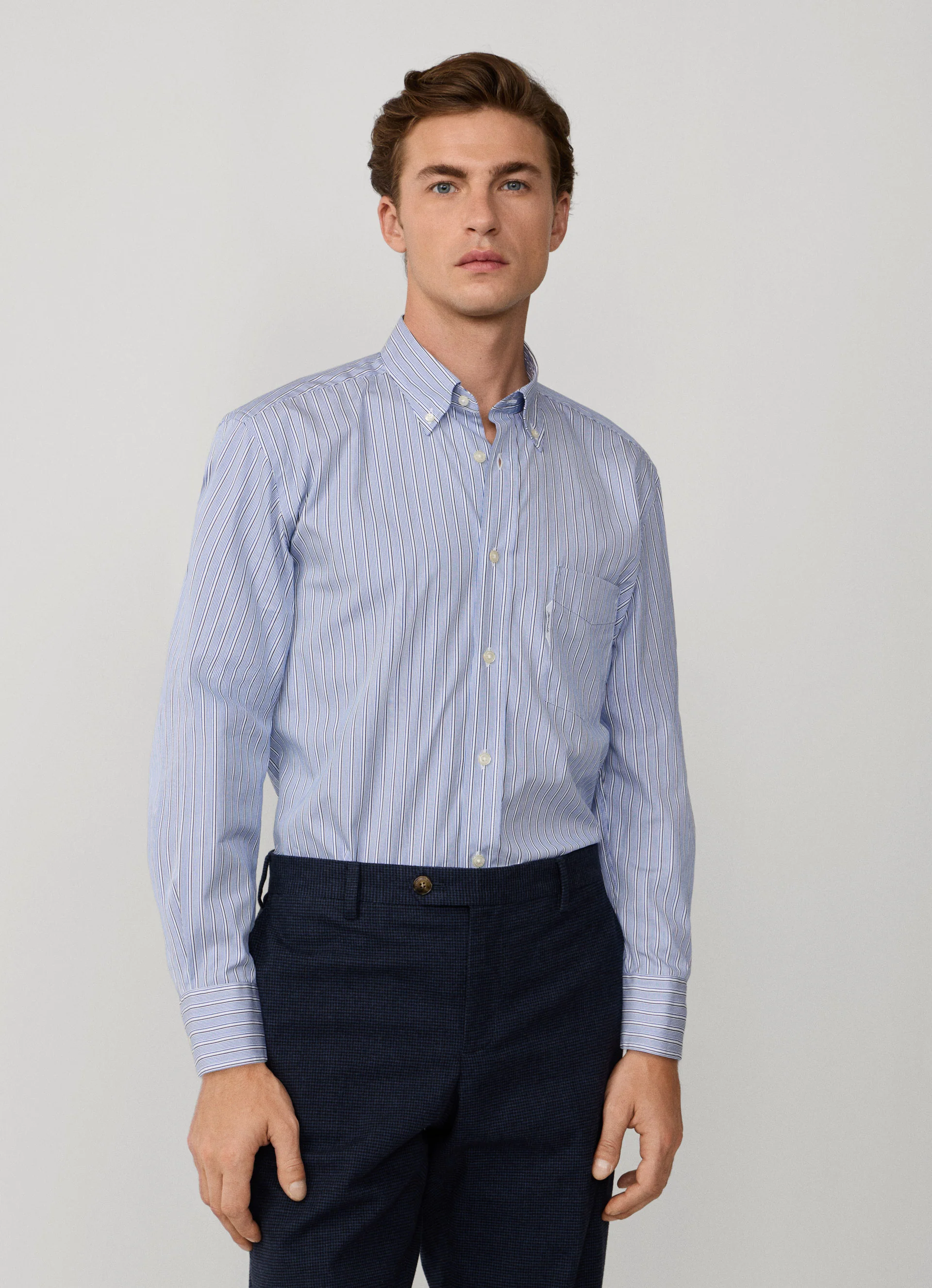 Hemden lange mouw blauw Façonnable
