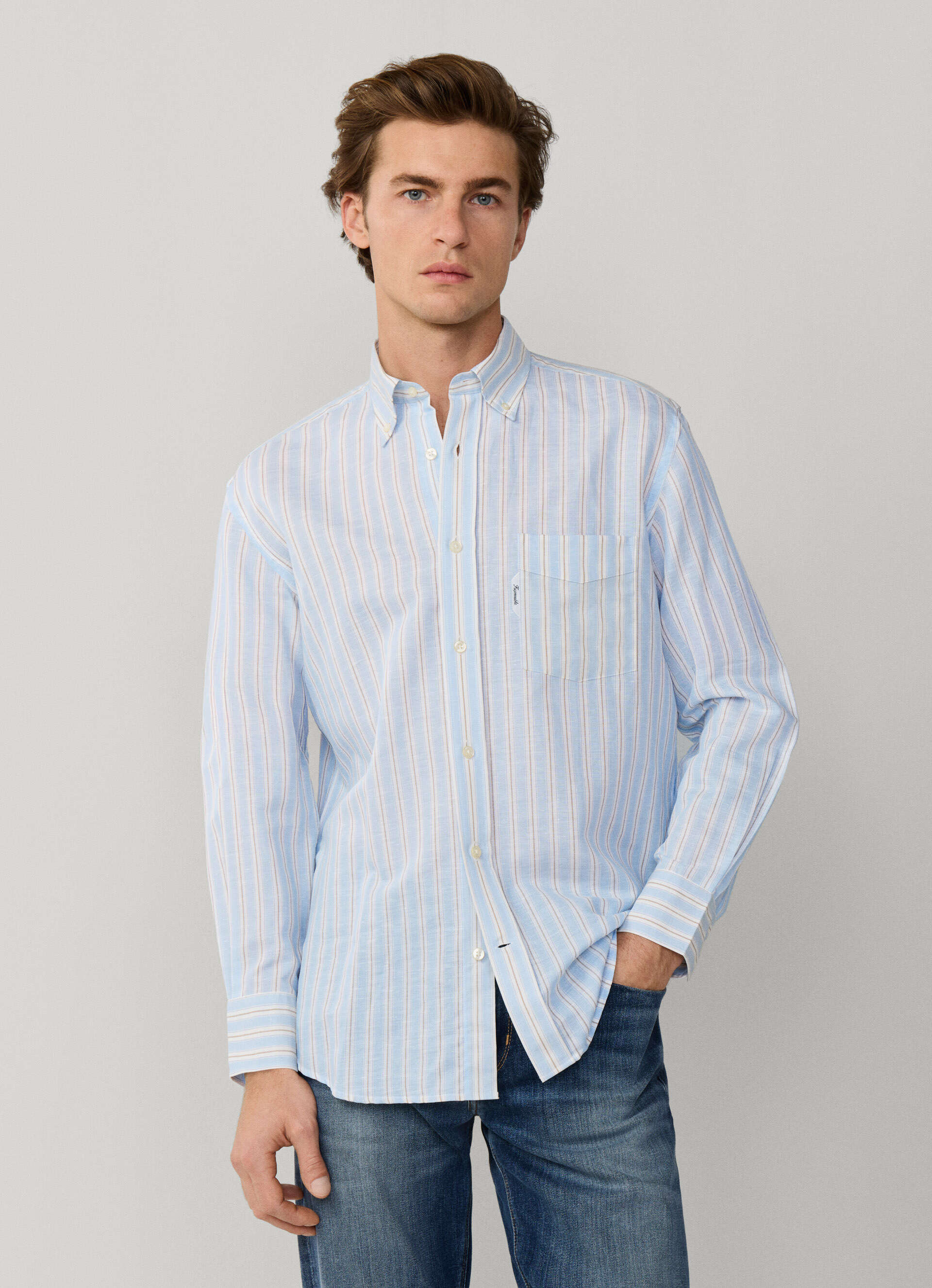 Hemden lange mouw blauw Façonnable