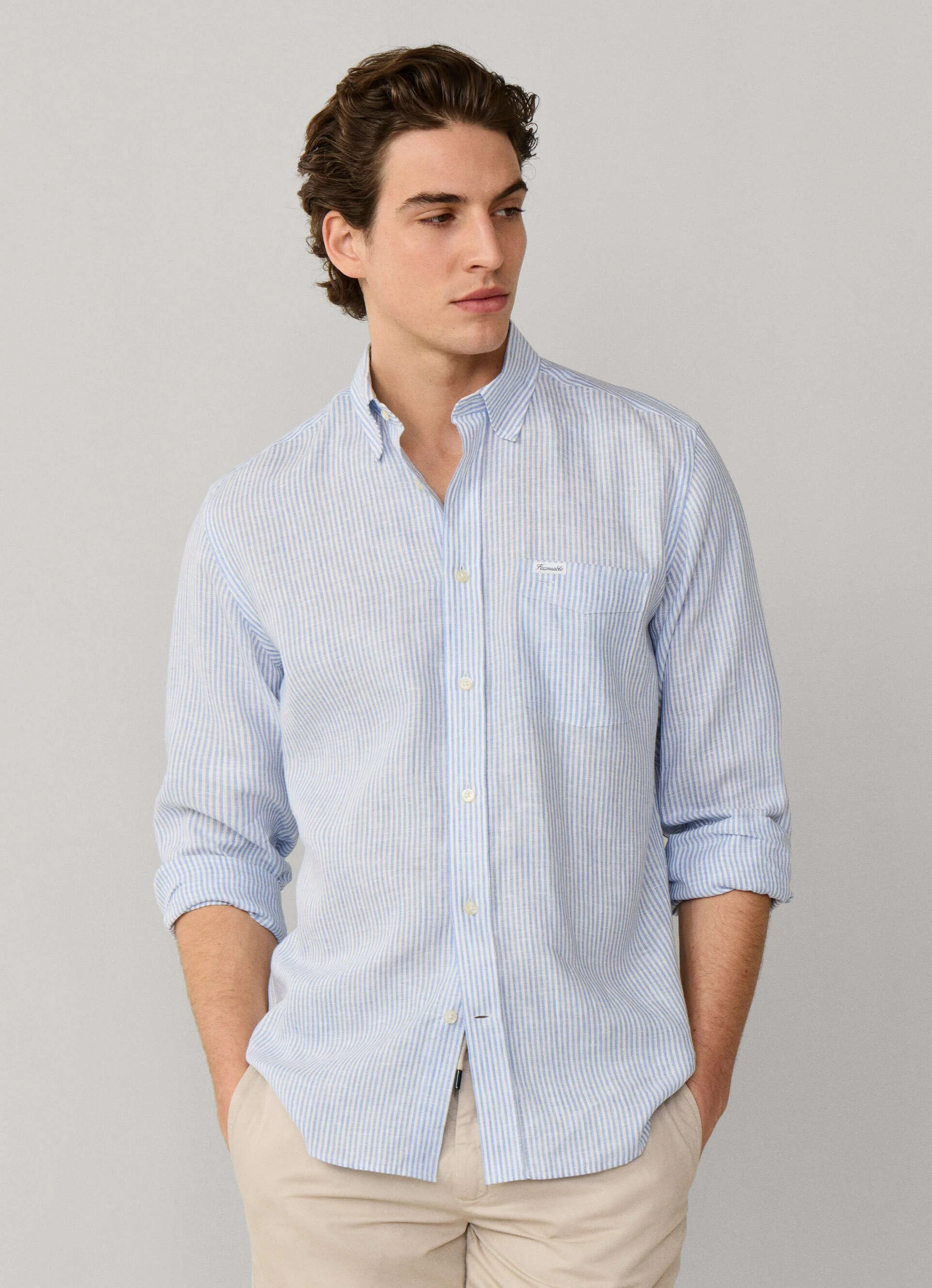 Hemden lange mouw blauw Façonnable