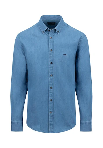 Hemden lange mouw blauw Fynch-Hatton