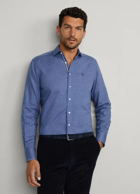 Hemden lange mouw blauw Hackett London