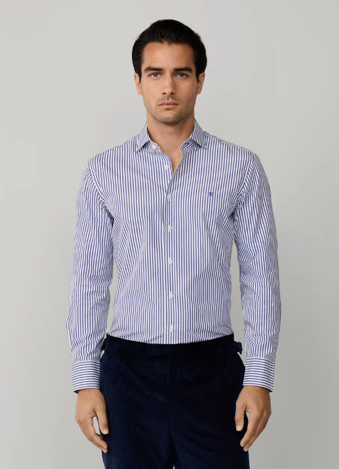 Hemden lange mouw blauw Hackett London