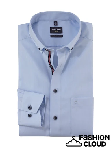 Hemden lange mouw blauw OLYMP