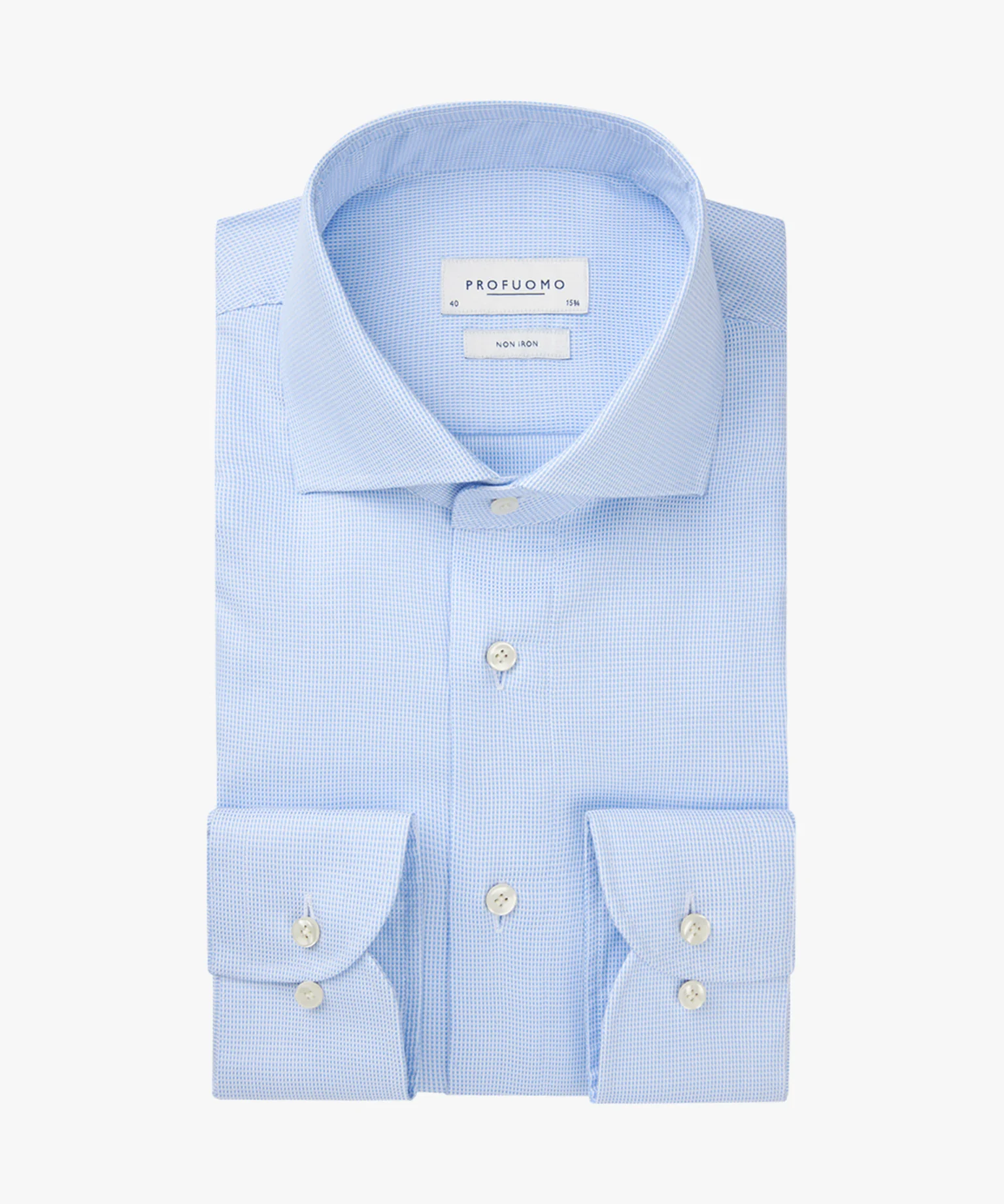 Hemden lange mouw blauw Profuomo