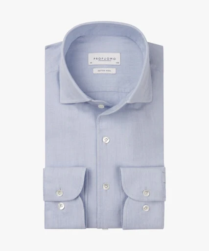 Hemden lange mouw blauw Profuomo