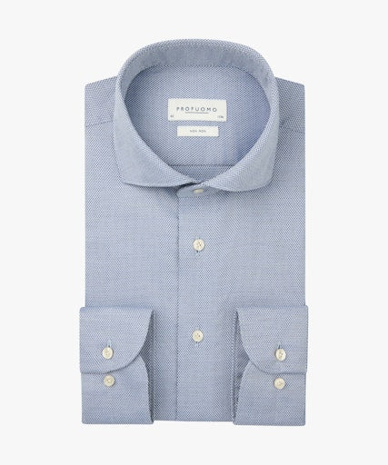 Hemden lange mouw blauw Profuomo