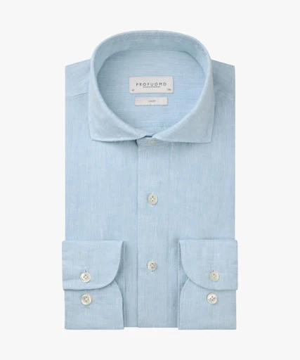 Hemden lange mouw blauw Profuomo