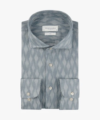 Hemden lange mouw blauw Profuomo