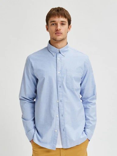 Hemden lange mouw blauw Selected HOMME - Image 4