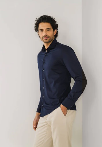 Hemden lange mouw navy State of Art