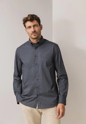 Hemden lange mouw blauw State of Art